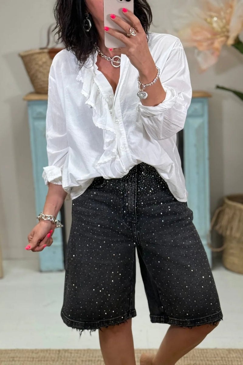 Bermuda Rhinestone Short Jeans